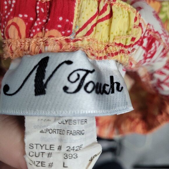 Vintage y2k 90s red orange groovy hippie flower print pull on maxi full skirt L - Picture 4 of 6